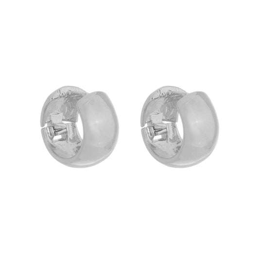 Brinco de Argola Larga Lily Folheado em Ródio Branco