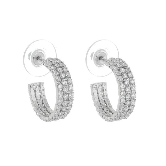 Brinco de Argola Kate P Zircônias Folheado em Ródio Branco