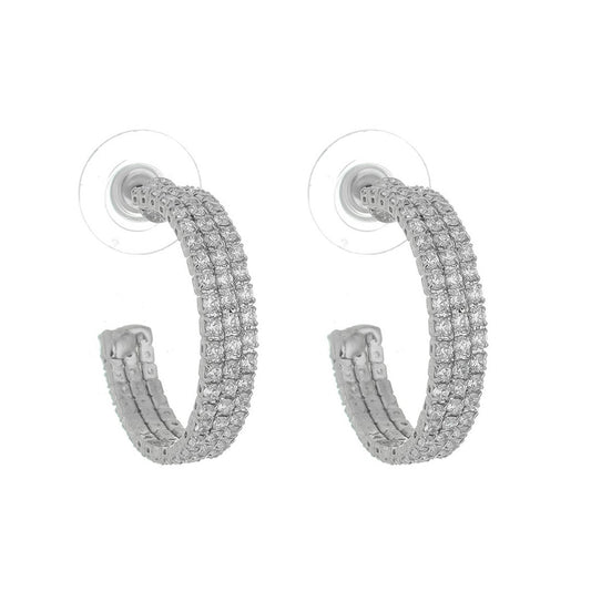 Brinco de Argola Kate M Zircônias Folheado em Ródio Branco