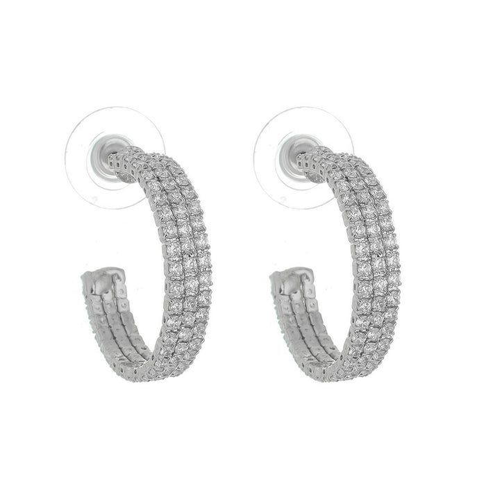 Brinco de Argola Kate M Zircônias Folheado em Ródio Branco