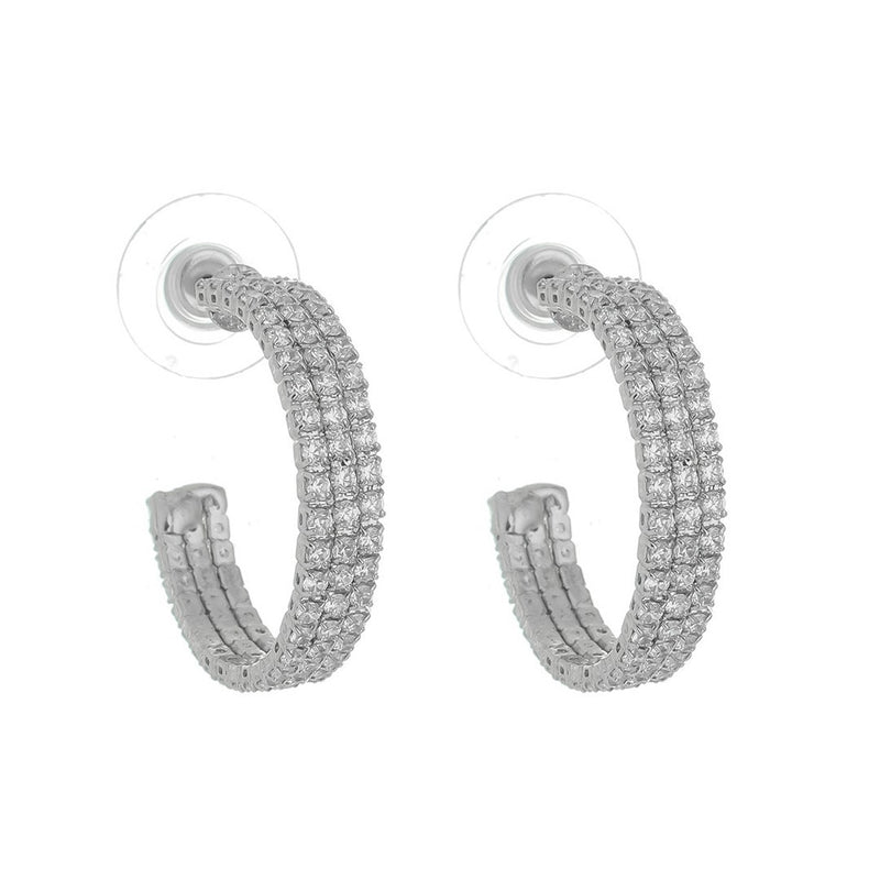 Brinco de Argola Kate M Zircônias Folheado em Ródio Branco