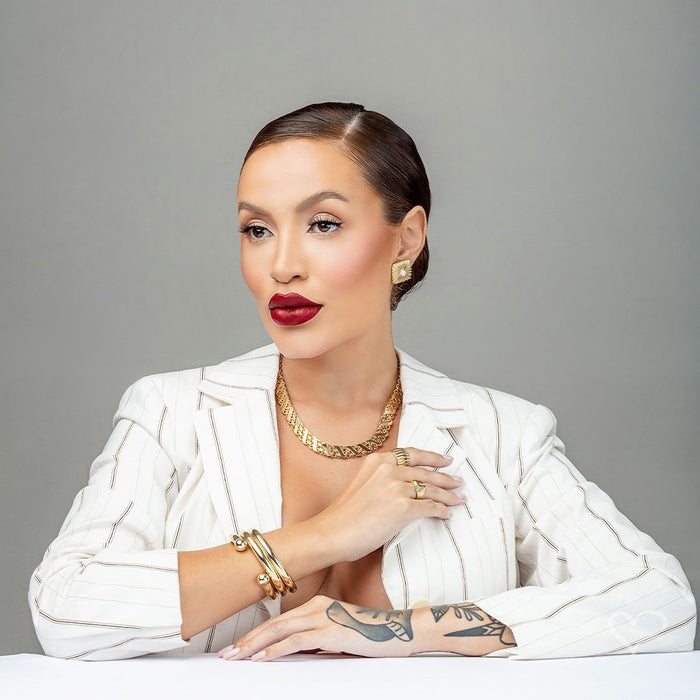 Bracelete Tubo Hannah Zircônias Folheado a Ouro 18k