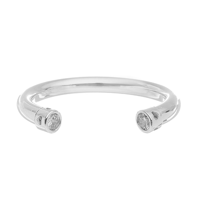 Bracelete Tubo Hannah Zircônias Folheado em Ródio Branco