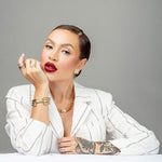 Bracelete Tubo Hannah Zircônias Folheado em Ródio Branco