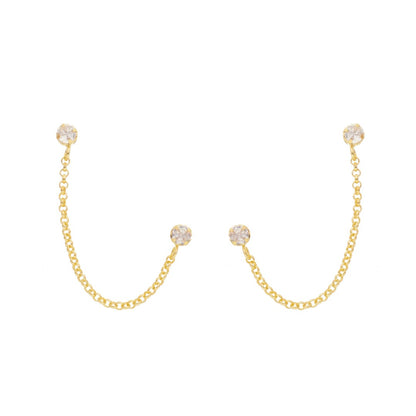 Brinco Ear Line Lyna Ponto de Luz Zircônias Folheado a Ouro 18k