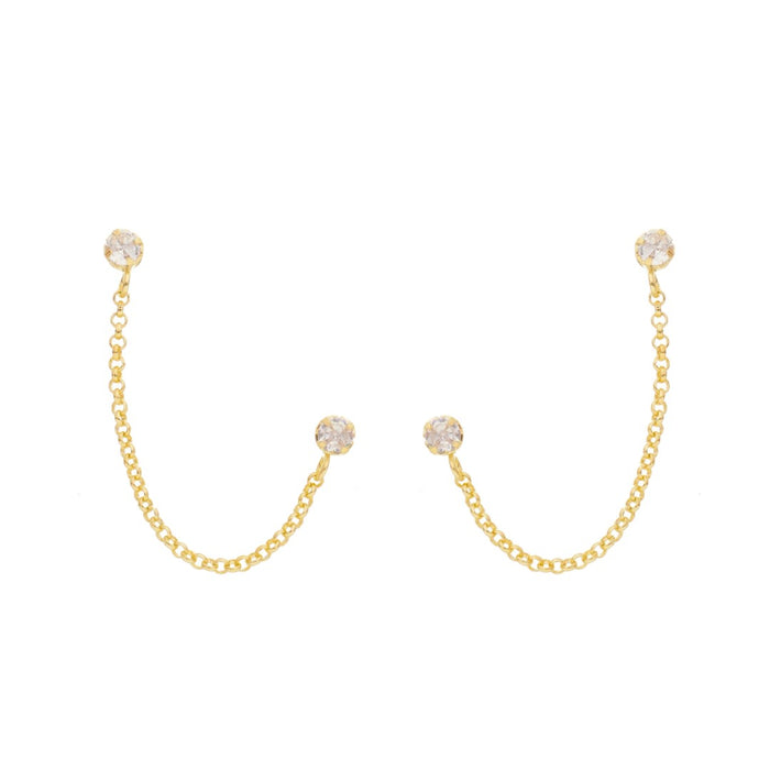 Brinco Ear Line Lyna Ponto de Luz Zircônias Folheado a Ouro 18k