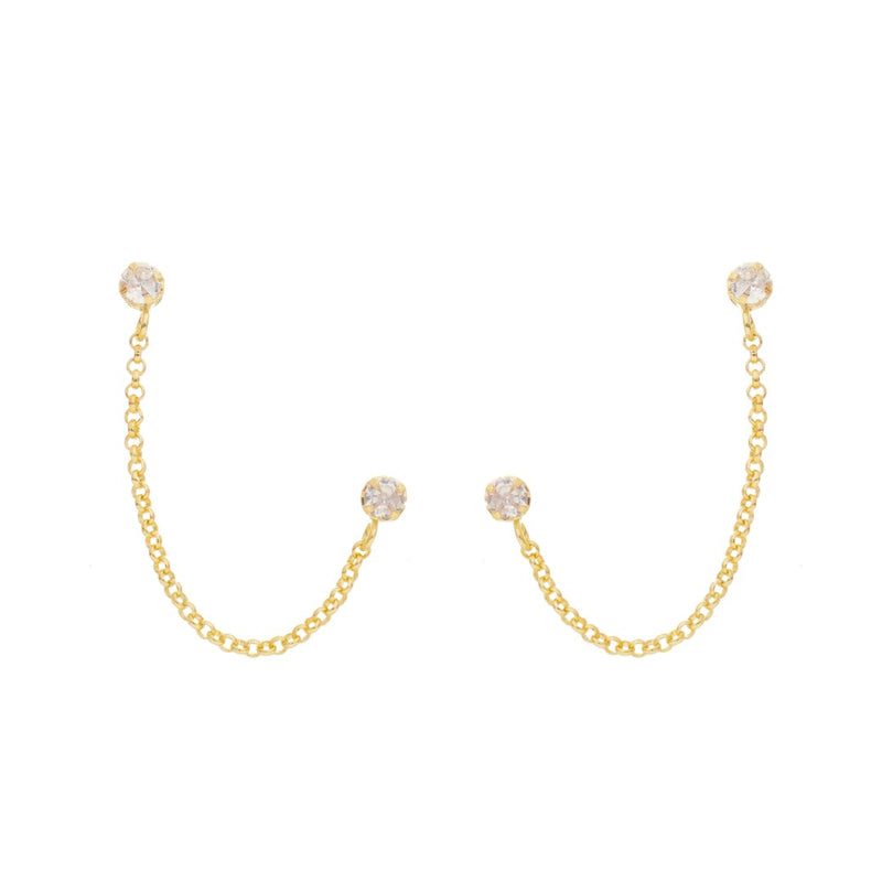 Brinco Ear Line Lyna Ponto de Luz Zircônias Folheado a Ouro 18k