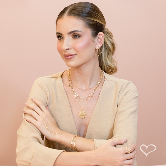 Brinco Ear Line Lyna Ponto de Luz Zircônias Folheado a Ouro 18k