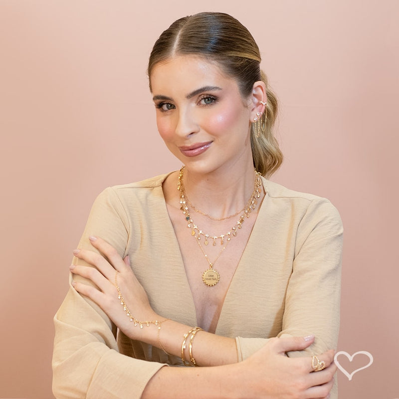 Brinco Ear Line Lyna Ponto de Luz Zircônias Folheado a Ouro 18k