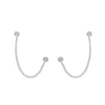 Brinco Ear Line Lyna Ponto de Luz Zircônias Folheado em Ródio Branco