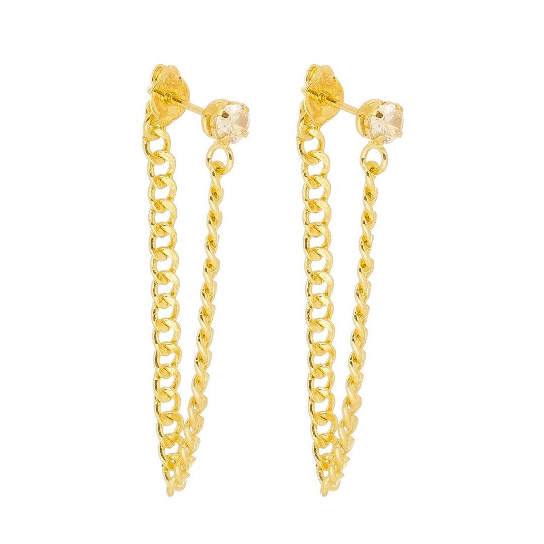 Brinco Ear Line Yara P Ponto de Luz Zircônia Folheado a Ouro 18k