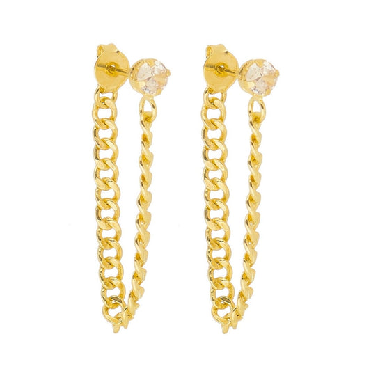 Brinco Ear Line Yara M Ponto de Luz Zircônia Folheado a Ouro 18k