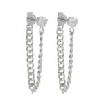 Brinco Ear Line Yara M Ponto de Luz Zircônia Folheado em Ródio Branco