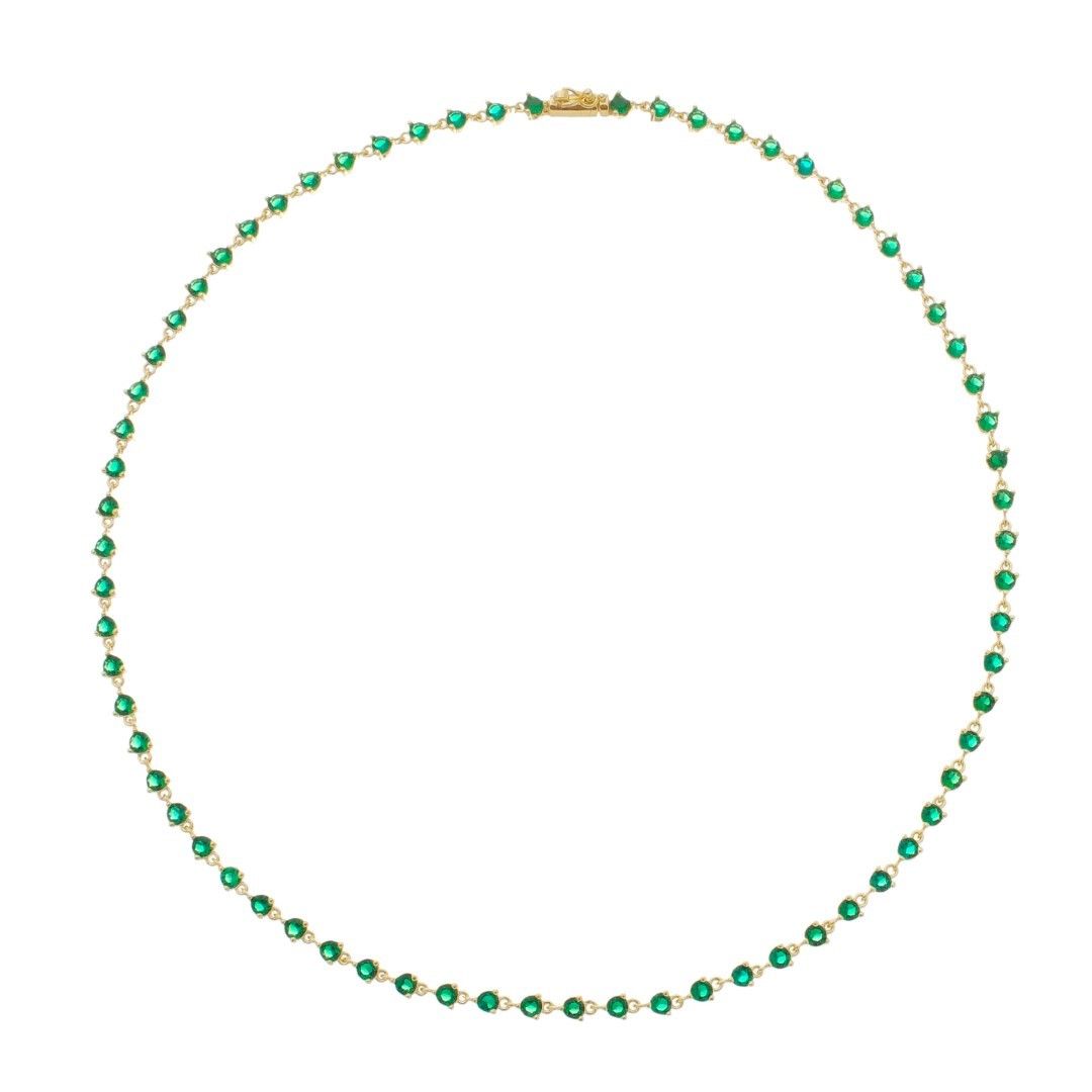 Colar Riviera Hillary Zircônias Esmeralda Folheado a Ouro 18k