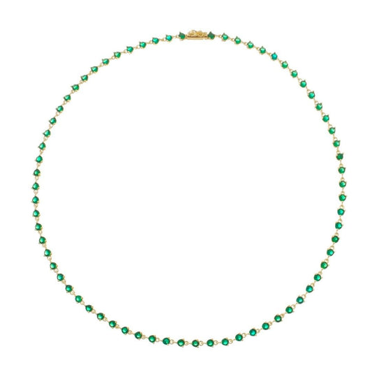 Colar Riviera Hillary Zircônias Esmeralda Folheado a Ouro 18k