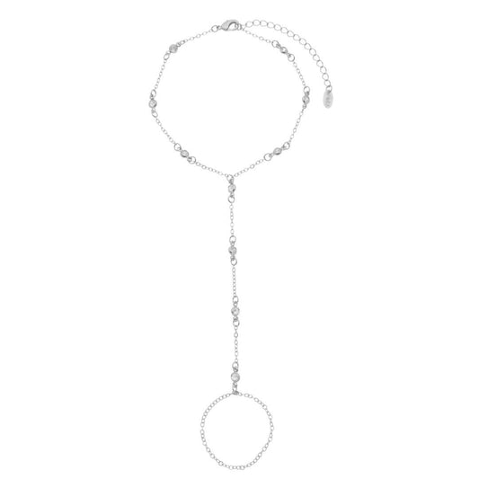 Pulseira de Mão Lia Zircônias Folheada em Ródio Branco