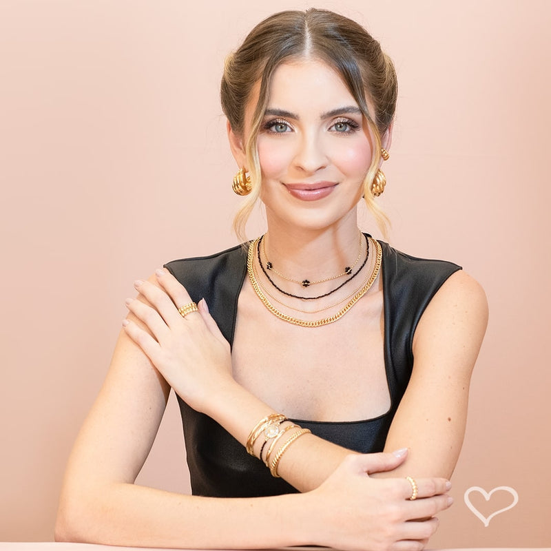 Choker Fê Zircônias Preta Folheada a Ouro 18k