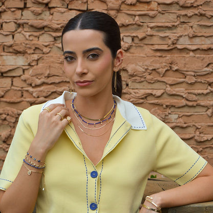Choker Auria Mini Estrelas Zircônias Safira Folheada a Ouro 18k