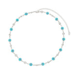 Choker Atena Olho Grego Pérolas Folheada em Ródio Branco