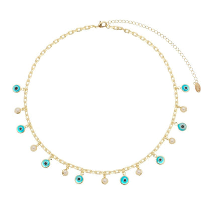 Choker Kássia Olho Grego Pérolas Folheada a Ouro 18k