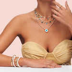 Choker Kássia Olho Grego Pérolas Folheada a Ouro 18k