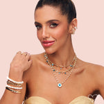 Choker Kássia Olho Grego Pérolas Folheada a Ouro 18k