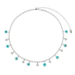Choker Kássia Olho Grego Pérolas Folheada em Ródio Branco