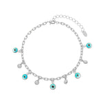 Tornozeleira Kássia Olho Grego Pérolas Folheada em Ródio Branco