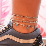 Tornozeleira Kássia Olho Grego Pérolas Folheada em Ródio Branco