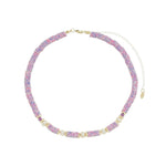 Choker Virgínia Fimos Lilás Pérolas de Água Doce Murano