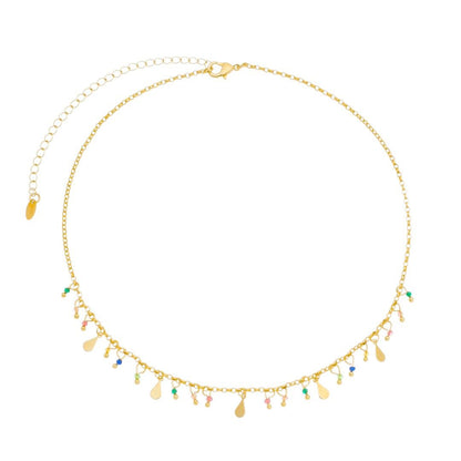 Choker Carina Gotas Zircônias Multicoloridas Folheado a Ouro 18k