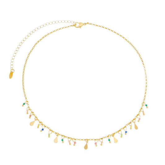 Choker Carina Gotas Zircônias Multicoloridas Folheado a Ouro 18k