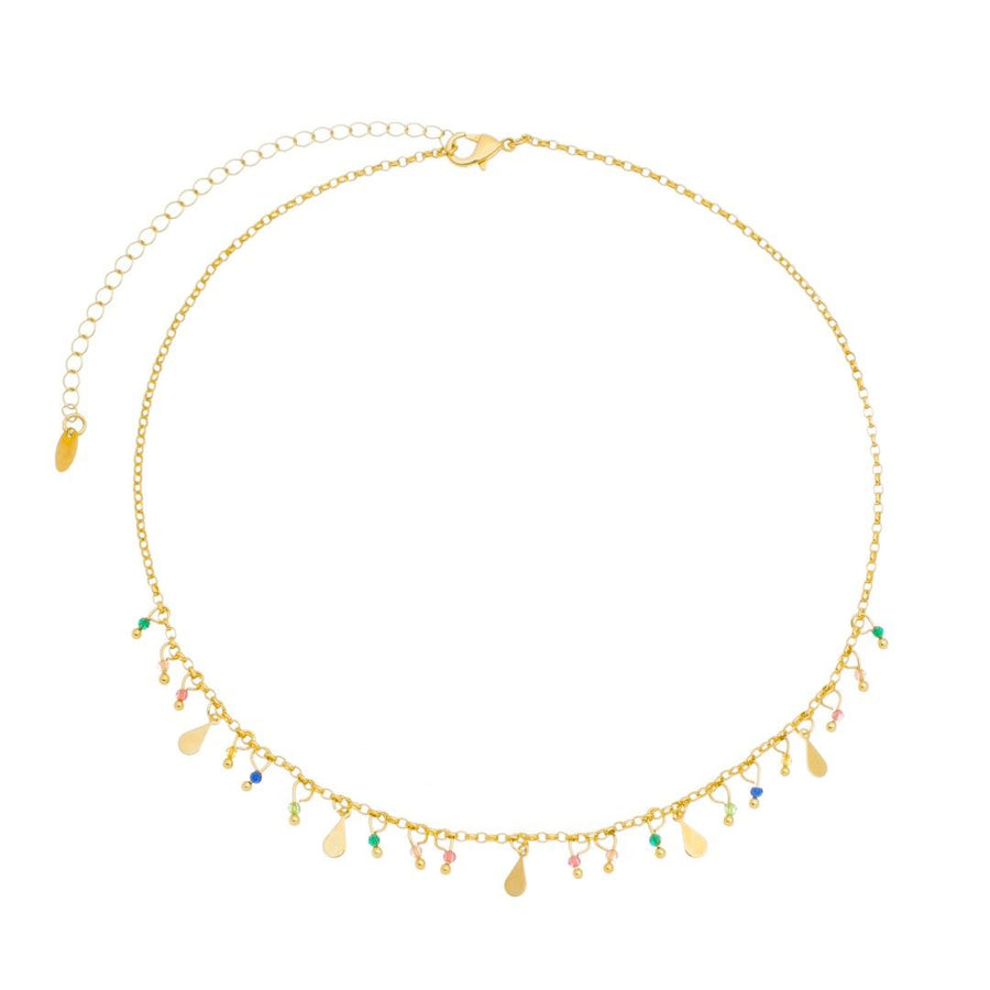 Choker Carina Gotas Zircônias Multicoloridas Folheado a Ouro 18k