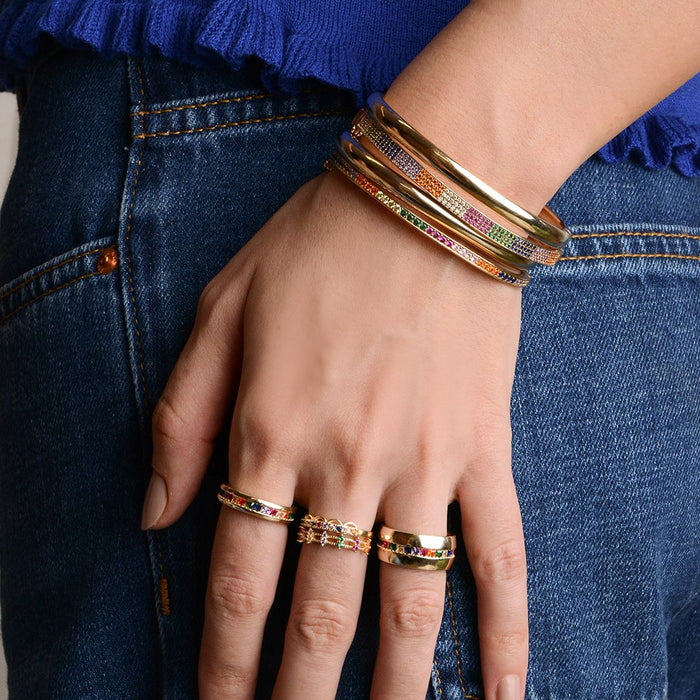 Bracelete Cecília Zircônias Coloridas Folheado a Ouro 18k