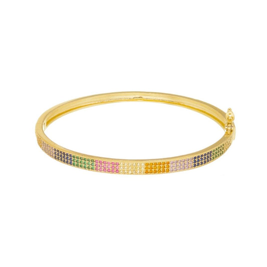 Bracelete Aline Zircônias Coloridas Folheado a Ouro 18k