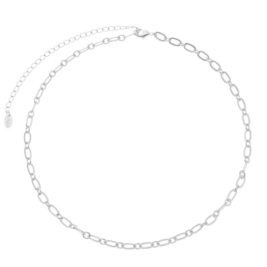 Choker Marina Elos Diamantados Folheada em Ródio Branco