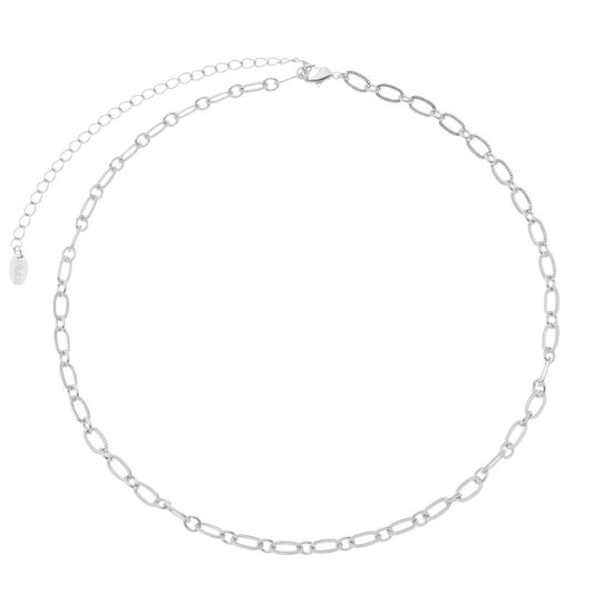 Choker Marina Elos Diamantados Folheada em Ródio Branco