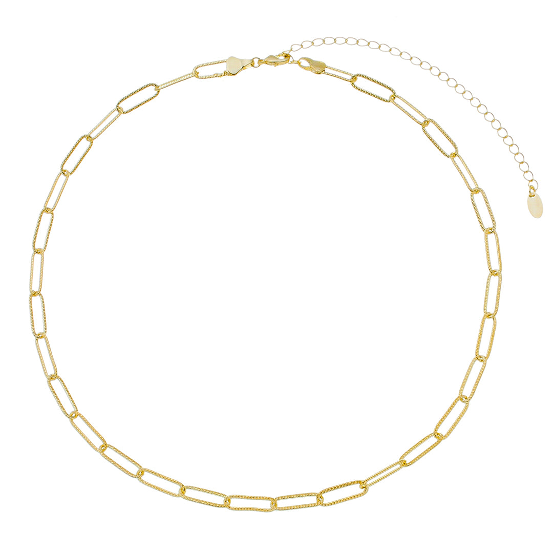 Colar Curto Lais Elos Texturizados Folheado a Ouro 18k