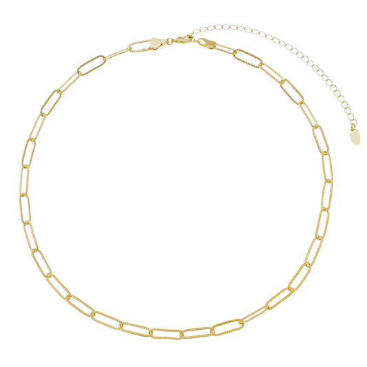 Colar Curto Lais Elos Texturizados Folheado a Ouro 18k