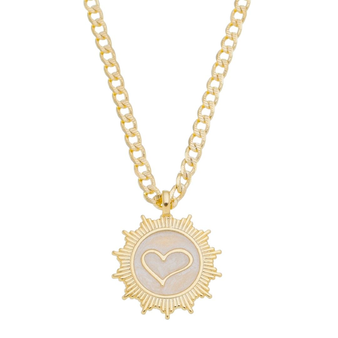 Colar Medalha de Coração All We Need Is Love Folheado a Ouro 18k