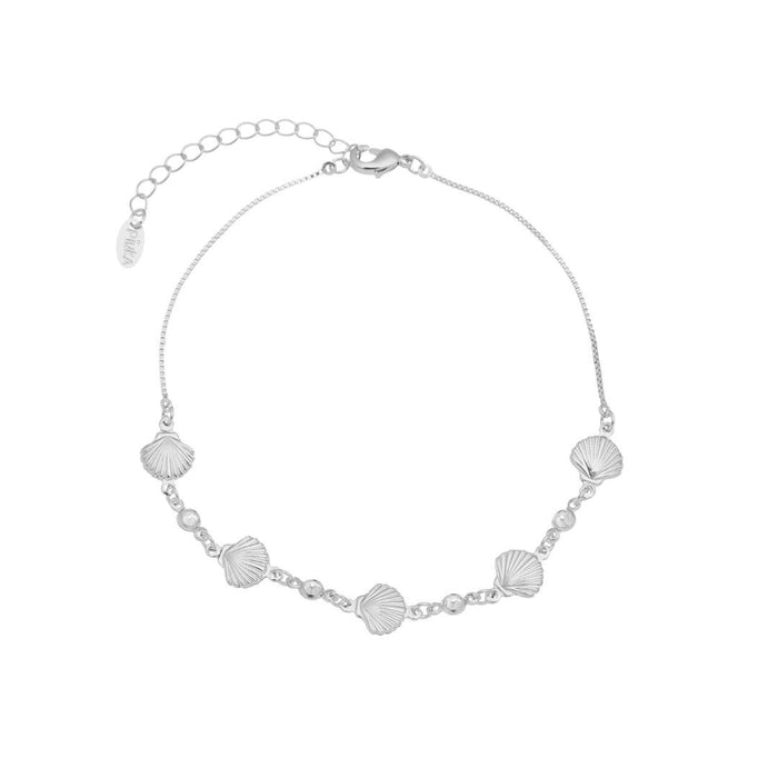 Tornozeleira Conchas Amalfi Zircônias Folheado em Ródio Branco