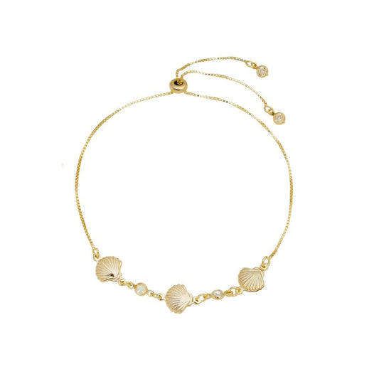 Pulseira Conchas Amalfi Zircônias Folheado a Ouro 18k