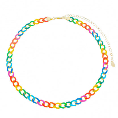 Choker de Elos Raiza Colorida Folheada a Ouro 18k