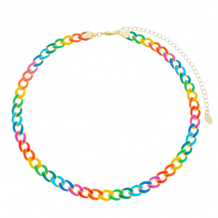 Choker de Elos Raiza Colorida Folheada a Ouro 18k
