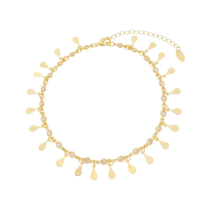 Tornozeleira de Gotinhas Sofia Zircônias Folheada a Ouro 18k