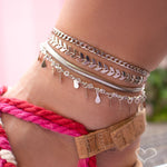 Tornozeleira de Gotinhas Sofia Zircônias Folheada em Ródio Branco