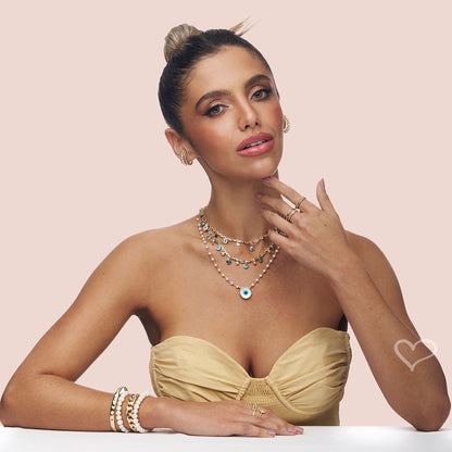 Choker Lara Olho Grego e Mini Estrelas Folheada a Ouro 18k