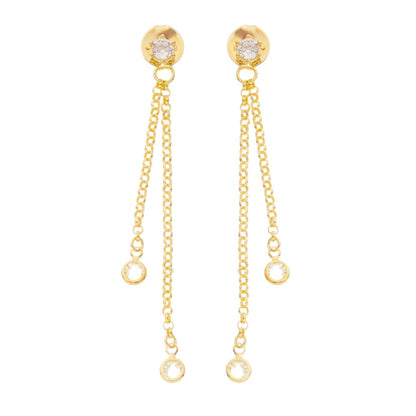 Brinco Laís Ponto de Luz Fio Zircônia Folheado a Ouro 18k