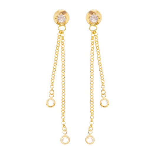 Brinco Laís Ponto de Luz Fio Zircônia Folheado a Ouro 18k