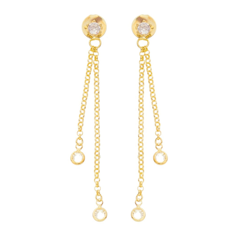 Brinco Laís Ponto de Luz Fio Zircônia Folheado a Ouro 18k